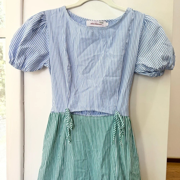 Lisa Says Gah Luna Striped Midi Dress Blue Green - Picture 7 of 17